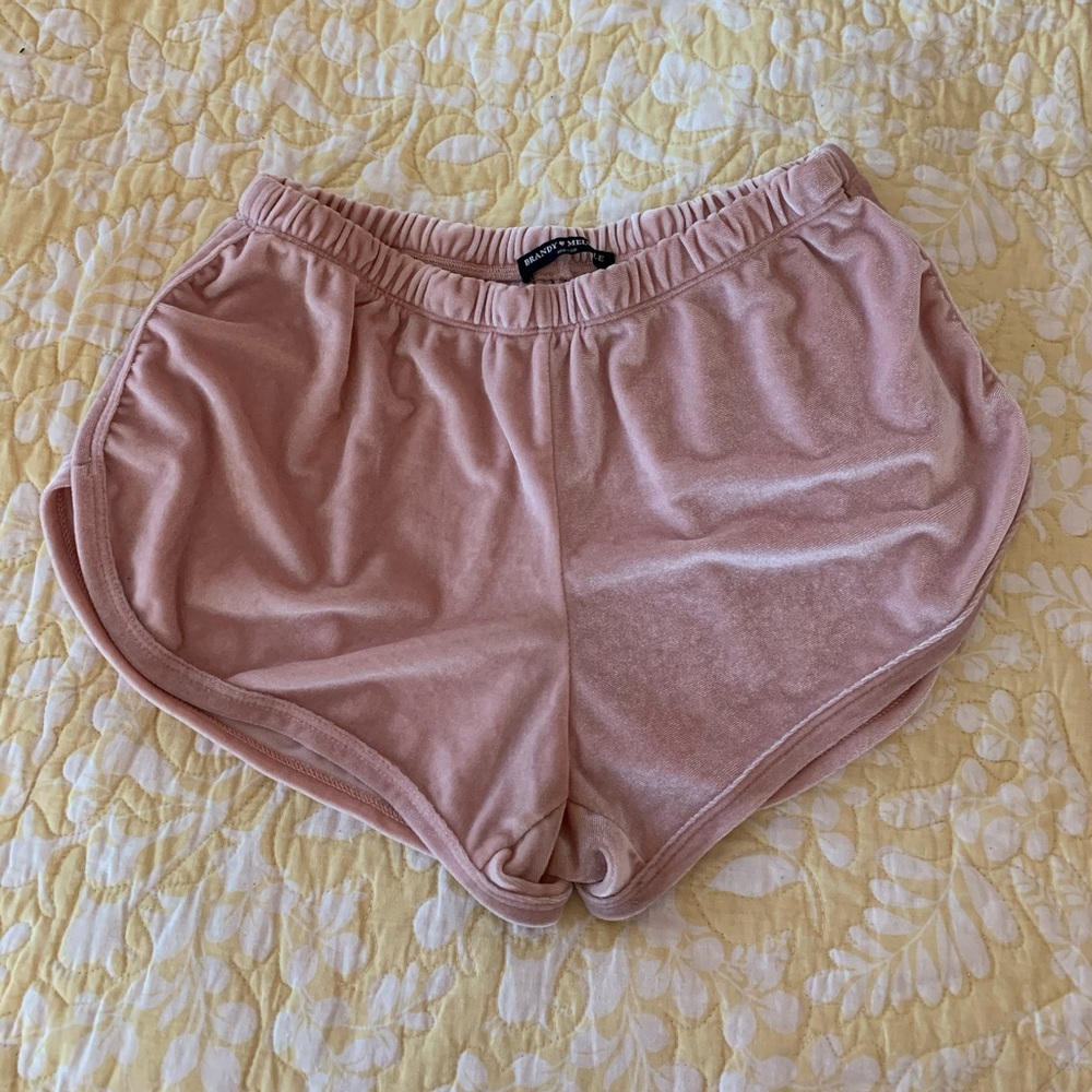 Brandy Melville Pink Velvet Shorts
